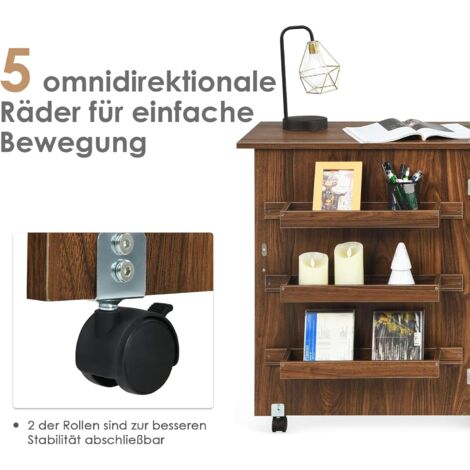 COSTWAY 2 in 1 Naehschrank und Schreibtisch, Naehtisch klappbar, Naehmaschinentisch rollbar, Naehmaschinenschrank, Mehrzwecktisch, Arbeitstisch fuer Wohnzimmer, Schlafzimmer und Buero, 59x40x79,5 cm K