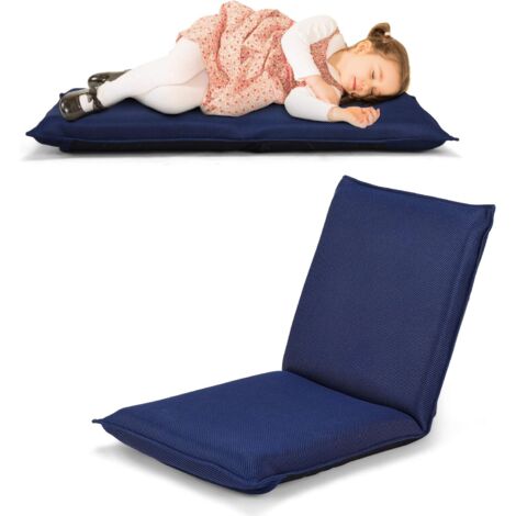 COSTWAY Bodenstuhl Bodensessel mit 6- stufig Verstellbarer Rueckenlehne, Game Sessel gepolstert, Bodensofa Meditationsstuhl Lazy Sofa Fensterstuhl Meditationsstuhl Marineblau (1/5)