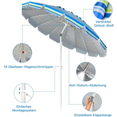 Blissun Terrassenschirm 2,7 M – Manuelle Kurbel, Neigbar, Aluminium-Gestell, Wasserdicht, Hellblau
