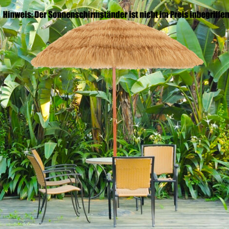 COSTWAY 200cm Sonnenschirm Hawaii Strandschirm Reisstroh Marktschirm  Gartenschirm neigbar Terrassenschirm fr Garten, Strand, Outdoor