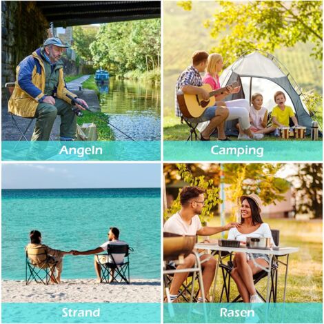 COSTWAY Campingstuhl mit Sonnendach belastbar bis 150kg, Klappstuhl mit  Becherhalter und Tragetasche, Faltstuhl für Strand, Garten