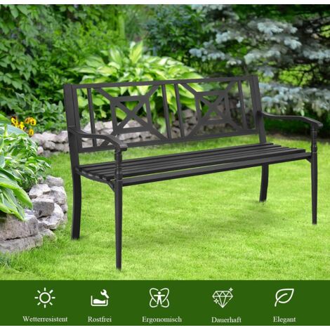 COSTWAY Gartenbank Parkbank,Sitzbank Eisenbank mit Rückenlehne