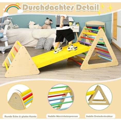  COSTWAY 3 in 1 Kletterdreieck & Leiter & Rutsche, Klettergerüst mit Bildidee 