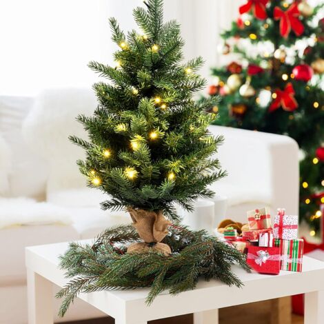GIANTEX Künstlicher Weihnachtsbaum 60 Cm – Tischbaum Mit Zementbasis, PVC-Nadeln, Grün, Dekorativ