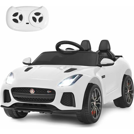 COSTWAY Elektro Kinderauto mit Geschichten & Musik & Hupe & Scheinwerfer, 12V Kinderfahrzeug mit 2,4G Fernbedienung, Elektroauto 3-5km/h für Kinder von 37-95 Monaten Weiss
