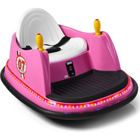 COSTWAY 6V Kinder Autoscooter mit 2,4G Fernbedienung, Ein-Tasten-Start-Funktion, Elektro Fahrzeuge mit bunten Lichtern und Musik, 360 Grad, Kinder von 2-5 Jahren Rosa