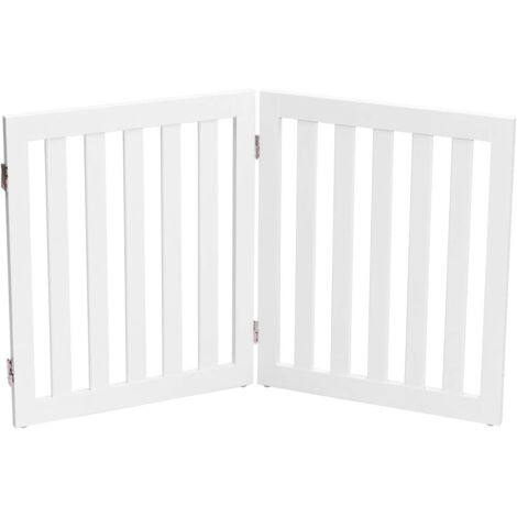 COSTWAY Absperrgitter Hunde 60cm Hoch, Schutzgitter Holz Treppengitter klappbar 2 Paneelen, Weiss