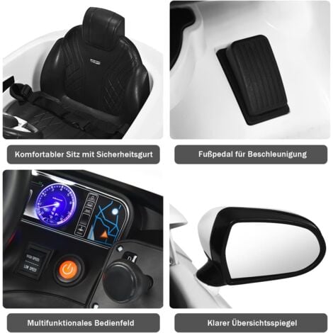 Elektro Kinderauto mit Geschichten & Musik & Hupe & Scheinwerfer & 2,4G  Fernbedienung Weiß - Costway