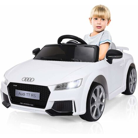 COSTWAY 12V Audi Kinderauto mit 2,4G-Fernbedienung, 3 Gang Elektroauto 2,5-5km/h mit MP3, Hupe, Musik und LED-Leuchten, Kinderfahrzeug für Kinder von 3-8 JahrenWeiss (1/5)