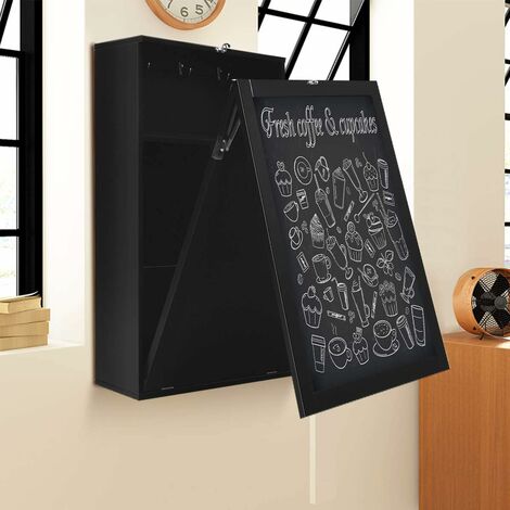 COSTWAY Wandtisch Klappbar Mit Tafel | Multifunktional Als Esstisch, Schreibtisch Oder Bartisch | Schwarz