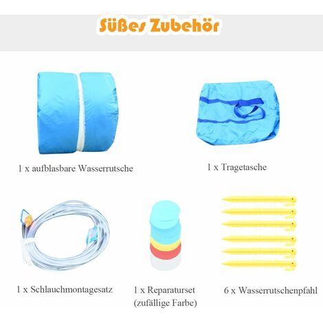 COSTWAY Hüpfburg Mit Wasserrutsche - Aufblasbarer Wasserpark 368x303cm Für Kinder