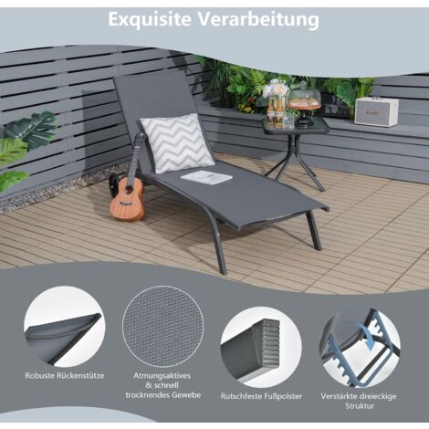 COSTWAY Sonnenliege, Liegestuhl mit Raedern, schnell trocknendem Stoff