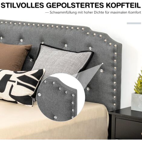 Guyii Polsterbett 180x200cm - Modernes Bettgestell Mit Stoffbezug