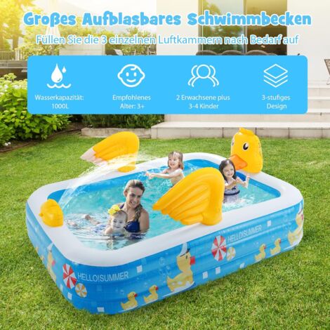 COSTWAY Aufblasbarer Pool, Planschbecken Gross, 245 x 172 x 50 cm