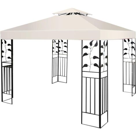 COSTWAY 3x3m Ersatzdach Doppeldach mit Ablaufloechern & Klettverschlüssen für Pavillon, Pavillondach Ersatzbezug, Pavillonabdeckung Beige
