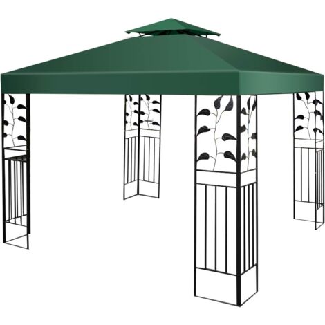COSTWAY 3x3m Ersatzdach Doppeldach mit Ablaufloechern & Klettverschlüssen für Pavillon, Pavillondach Ersatzbezug, Pavillonabdeckung Dunkelgrün