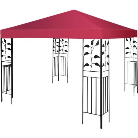 COSTWAY 3x3m Ersatzdach für Garten Pavillon, mit Ablaufloechern & Klettverschlüssen, Pavillondach Ersatzbezug mit Ablaufloechern & Klettverschlüssen Wein