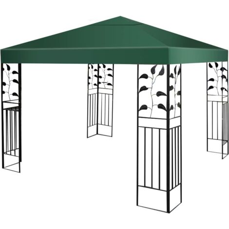 COSTWAY 3x3m Ersatzdach für Garten Pavillon, mit Ablaufloechern & Klettverschlüssen, Pavillondach Ersatzbezug mit Ablaufloechern & Klettverschlüssen Dunkelgrün