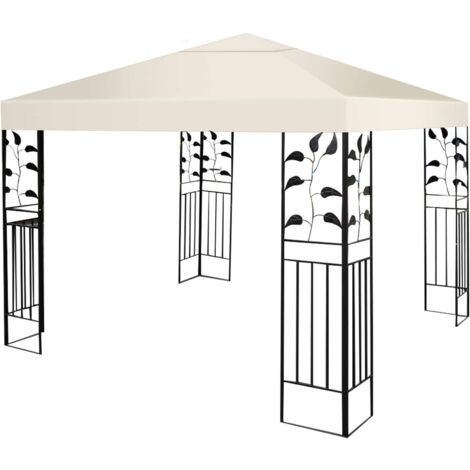 COSTWAY 3x3m Ersatzdach für Garten Pavillon, mit Ablaufloechern & Klettverschlüssen, Pavillondach Ersatzbezug mit Ablaufloechern & Klettverschlüssen Beige