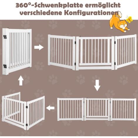 COSTWAY 3teiliges Absperrgitter Hunde, Freistehendes Hundegitter mit