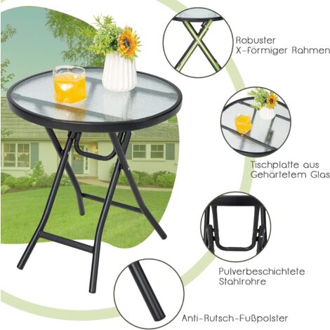 COSTWAY Kleiner Bistrotisch, klappbarer Beistelltisch, runder