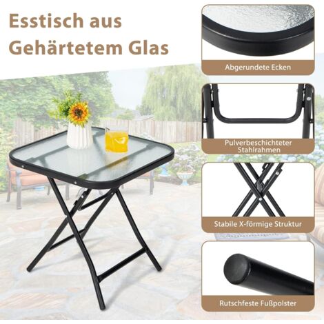 COSTWAY Kleiner Bistrotisch, klappbarer Beistelltisch, quadratischer