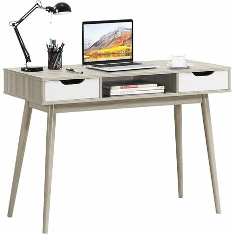 COSTWAY Computertisch mit 2 Schubladen & offenem Ablagefach