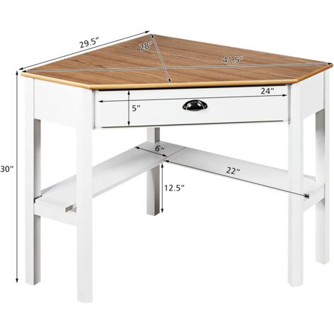 COSTWAY Eckschreibtisch Mit LED & Ladestation - Gaming Bürotisch 80x80cm Weiß