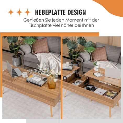 COSTWAY Pflegetisch Höhenverstellbar Mit Rollen, Betttisch Mit Kippbarer Tischplatte