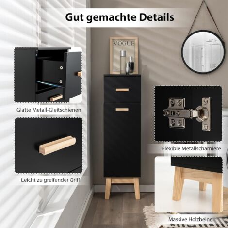 Produktbild von Eugad Badezimmerschrank Mit Schublade Weiß, 80x80,5x30 Cm – , 2 Türen, Verstellbaren Fächern Schmaler Badschrank Weiß Eugad Badezimmerschrank 80x80