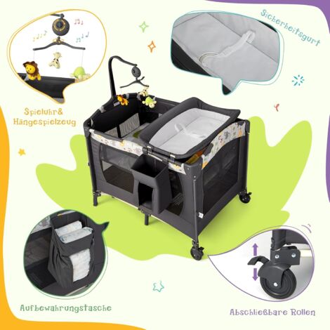 Kidnort Stugan Reisebett 4in1 - Mit Wickelauflage & Moskitonetz Für Babys