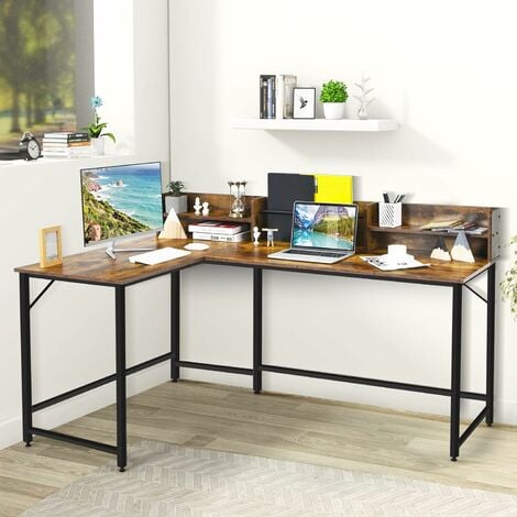 Schreibtisch Bürotisch Computertisch weiß/Holz minimalistisch Jackson