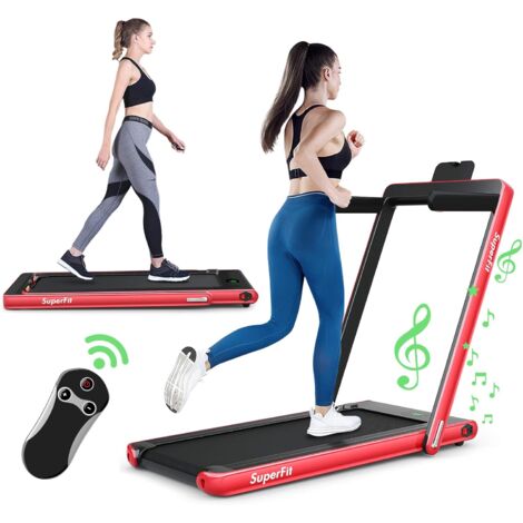 COSTWAY 2 in 1 klappbares Walking Pad & Laufband  App-kontrolliert  Bluetooth  LED Display  1-12km/h  bis 120kg belastbar  inkl. Handyhalterung, rot
