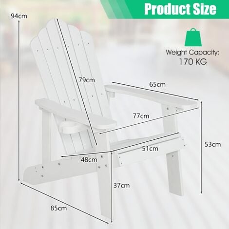 COSTWAY Adirondack Stuhl mit Getränkehalter, wetterfest, 170kg