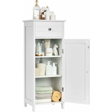 Grau freistehender Unterschrank Küchenschrank mit Einzeltür und verstellbarem Einlegeboden COSTWAY Badezimmerschrank Badschrank weiß Sideboard Beistellschrank für Bad Wohnzimmer