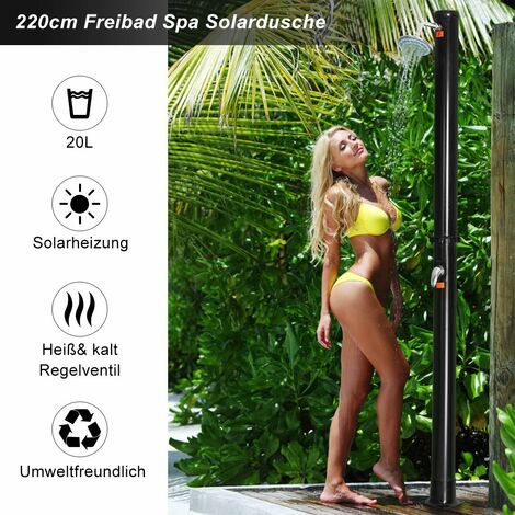 COSTWAY Solardusche Gartendusche Pooldusche Solar Dusche mit Regenduschkopf 20L