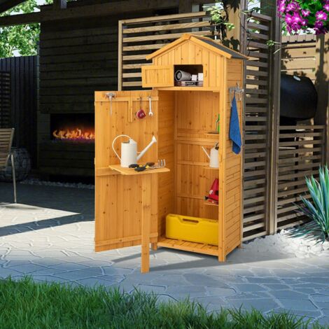 COSTWAY Gartenschrank Holz, Gerätehaus für den Außenbereich mit