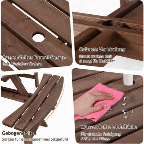 COSTWAY Picknicktisch Set Holz für 8 Personen, Gartentisch mit