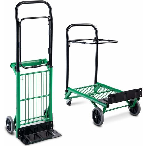 COSTWAY 2 in 1 Sackkarre Klappbar, höhenverstellbar, mit Ladefläche 60x40cm, Transportkarre bis 90 kg, Stapelkarre Reifenkarre