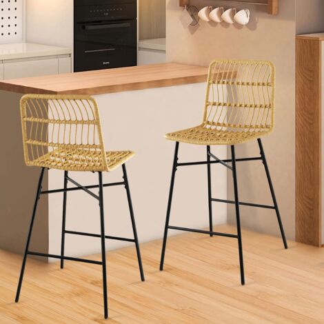 Produktbild von HOMCOM 2er-Set Barhocker Mit Fußstütze, Barstühle Mit Rückenlehne