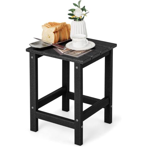 COSTWAY Beistelltisch, Kleiner Gartentisch aus UV-beständigem Kunststoff, Balkontisch wetterfest, für Terrasse, Balkon, Garten, 35,5 x 35,5 x 46,5 cm, Schwarz