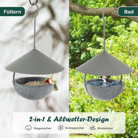 COSTWAY Vogelfutterhaus zum Aufhängen, Vogelfutterspender & Vogelbad