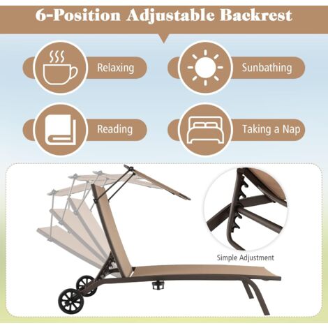 Costway Sonnenliege Mit Rollen Getr Nkehalter Dach Gartenliege Mit