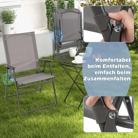 COSTWAY 2er Set Gartenstühle, Klappstühle mit wetterfestem Stoff