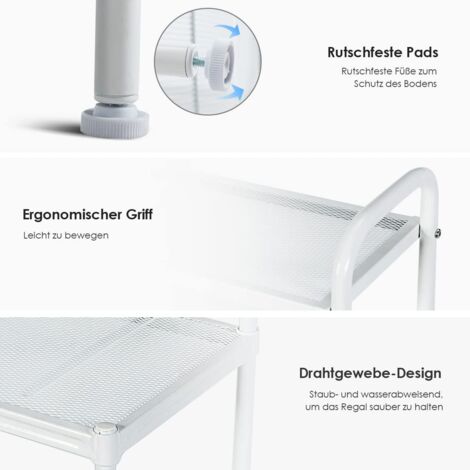 Mobiler Druckerschrank Weiß - Mit Rollen & Verstellbaren Regalen