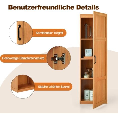 COSTWAY Mehrzweckschrank 103cm Hoch - 6 Verstellbare Böden Küchenvorratsschrank