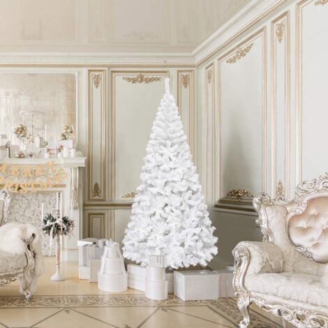 COSTWAY 210cm Knstlicher Weihnachtsbaum, Tannenbaum mit Metallstaender,  Christbaum PVC Nadeln, Kunstbaum Weihnachten ideal fr Zuhause,  Bro,Hotels, Weiss