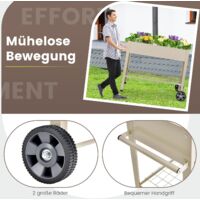 RELAX4LIFE Hochbeet Mit Rädern & Regal - Mobiles Gartenbeet 108x51x80cm Für Balkon & Terrasse