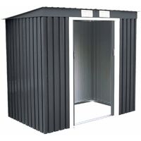 COSTWAY Metall Geraeteschuppen Geraetehaus 213x130x173cm Gartenhaus Garten Schuppen inkl. Metallfundament dunkelgrau