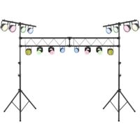 COSTWAY 350cm lang Lampensaktiv, DJ-Lichtstativ 180-360cm höhenverstellbar aus Metall, Beleuchtungsativ mit einziehbaren T-Stangen bis 100kg Belastbar für Konzerte, Theater & Partys